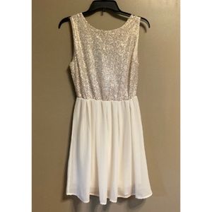 Charming Charlie Cream Sequin Dress Size Small